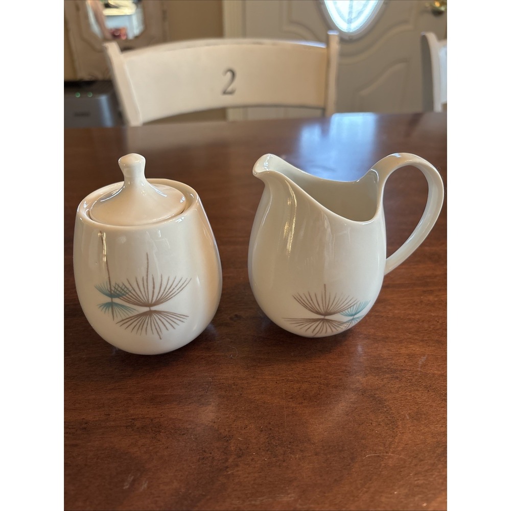 Vintage MCM Caribe Calinda Atomic Mid Century Modern Sugar And Creamer Set